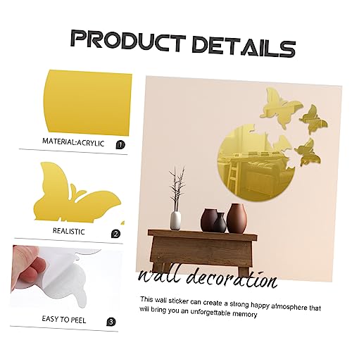 Garneck 1 Conjunto Borboleta Voando Espelho Acrílico Adesivo De Parede Decoração De Casa Pintura De