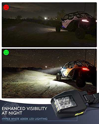 Lupar Utv Led Side Mirror With Puddle Light Aluminum Side Rear View Mirrors Fit 1.65"-2" Roll Cage Bar For Side By Side Polaris Rzr Pioneer Can-Am Kawasaki Teryx Mule Yamaha Rhino Wolverine Teryx Mule #TOP4