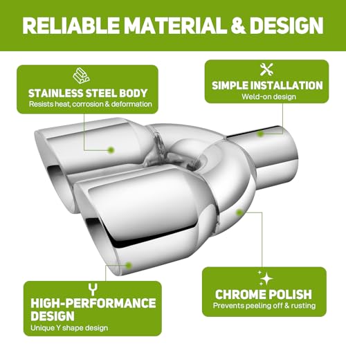 Universal Dual Exhaust Tip 2.5\" Inlet 3.5\" Outlet 9.5\" Length Polished Stainless Tailpipe Tip Weld-On 2.5 inch Double Wall Slant Edge Exhaust Pipe Compatible with Dodge Challenger Chevy Corvette BMW 3