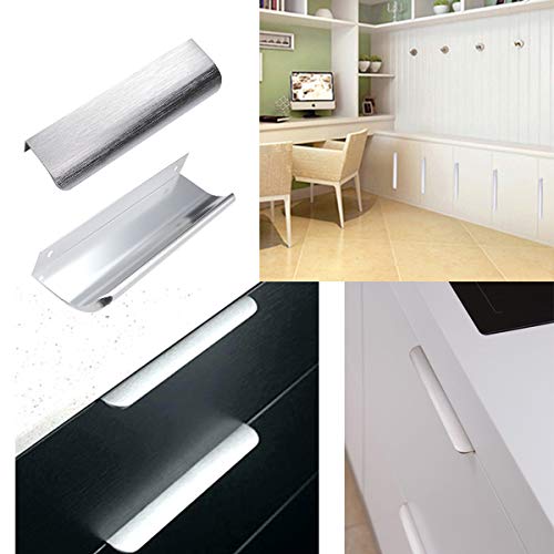 Image of Goldenwarm 6 Pack Brushed Nickel Cabinet Pulls 5 Inch Finger Pulls for Cabinets Edge Pulls Silver Kitchen Hardware for Dresser Drawers,Aluminum Alloy