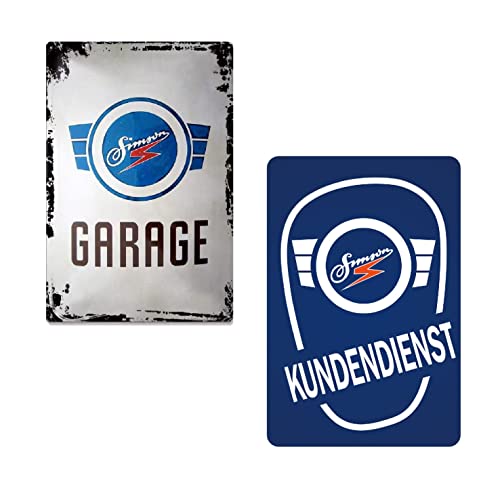 2er Set - Retro Blechschild 20x30cm - Simson Garage und Simson Kundendienst - Nostalgie Schild Cover