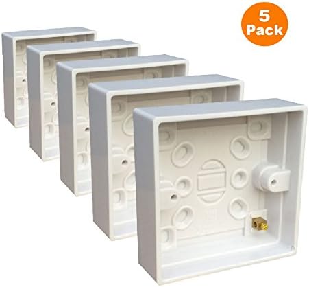 5 x Surface Mounted Back Box 24mm Wall Pattress Single 1 Gang Electrical Socket