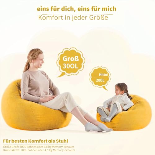 Nobildonna Sitzsackstuhl für Kinder und Erwachsene, nur Bezug (Keine Füllung) für Sofa-Stofftiere, 110 x 89 cm