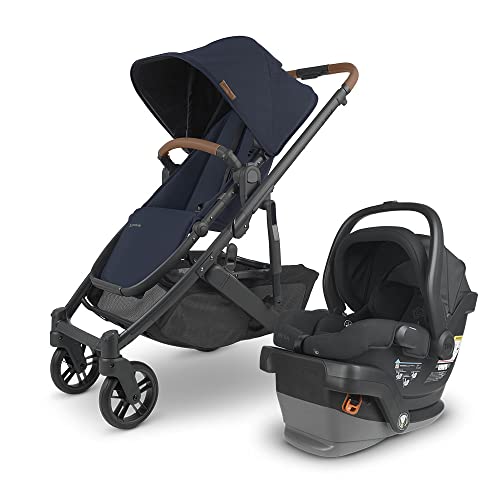 Cruz V2 Stroller - Noa (Navy/Carbon/Saddle Leather) + Mesa V2 Infant Car Seat - Jake (Charcoal) #TOP12