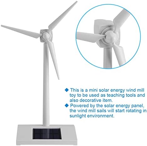 Blaihild Mini Solar Windmill Toy for Kids Science Teaching Tool, with Solar Panel, White ABS Plastic, 5.5x3.54x10.23 Inches, for Home Decoration - 3