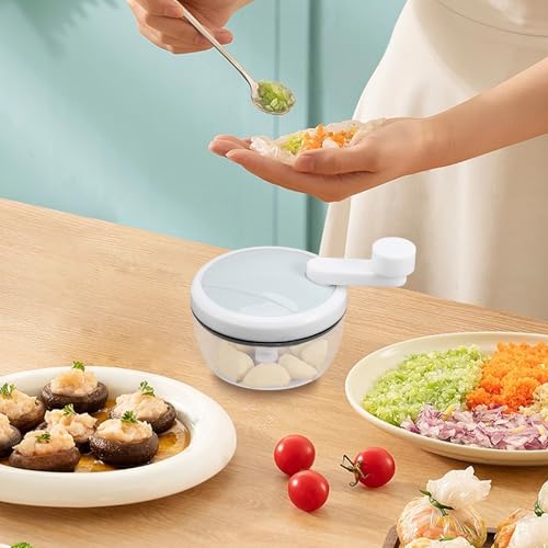 Pequeña picada artesanal: ajo picado y verduras compactas, herramienta manual de alimentos, carne picada para uso doméstico | Mini robots de comida para ajo y cebolla, portátil picado picado para coci - imagen 4