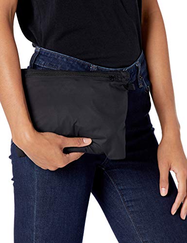 Amazon Essentials Women’s Water-Resistant Full-Zip Packable Windbreaker, Black, Medium