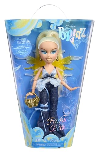 Bratz Fashion Pixiez Cloe - Kolekcjonerska Lalka Fantasy z Prawdziwymi Ubraniami i Akcesoriami, Skrzydła Zmieniają się w Pierścionek