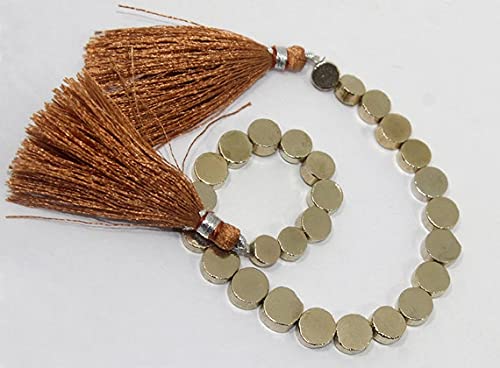 Perles pyrite dorée plates rondes de 7-10mm pour création bijoux de lithothérapie