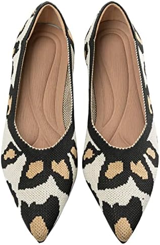 Semwiss Women's Ballet Flats Comfortable Casual Dressy Shoes,Work Flats Office Shoes Pointed Toe Leopard Flats Leopard Size 8