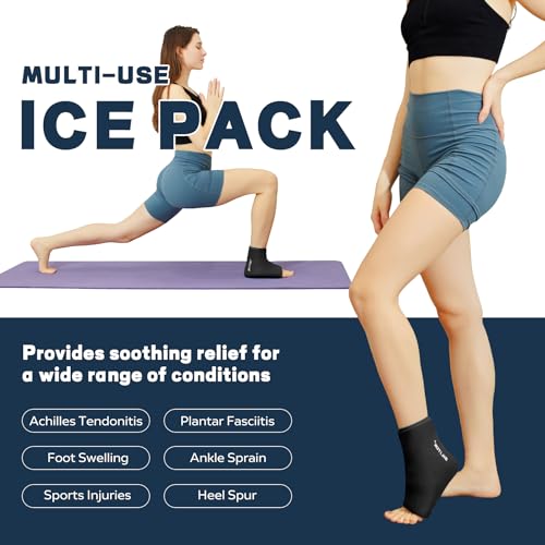 Image of BILITOK Reusable Foot Ankle Ice Pack Wrap for Injuries, Cold Compression Therapy for Achilles Tendonitis, Plantar Fasciitis, Swelling, Sprained, Pain Relief (Black)