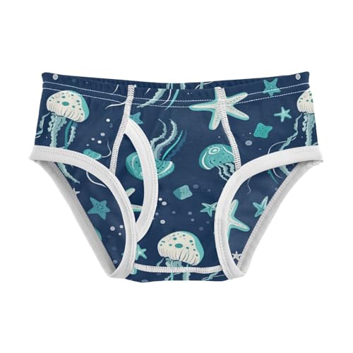 Wusikd Jellyfish Starfish Boys' Underwear Cotton Blue Boys Briefs Soft Toddler Underwear 2T