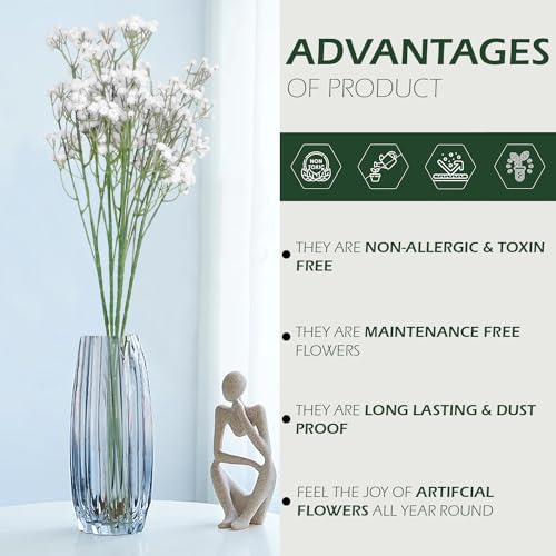 Image of HOMEVERSE Baby Breath /Gypsophila Artificial Fake Silk Plants Wedding Party Decoration Real Touch Flowers DIY Home Garden(White-05)