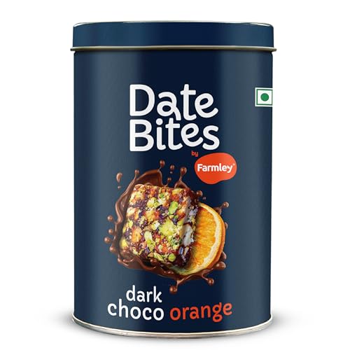 Farmley Protein Dates Bar Dark Choco Orange | Energy Bars | Dates Bite with Zero Added Sugar | Dates, Dry Fruits, Orange Peel, Cocoa Powder | Healthy Protein Bars 200 g (Pack of 10) (7.05 Oz)