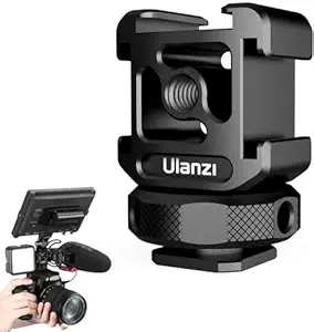 ULANZI PT-12 Camera Hot Shoe Extension Bracket with Triple Cold Shoe Mounts for Microphone LED Video Light, 1/4' Screw for Magic Arm, Aluminum Shoe Mount Compatible with Nikon Canon Sony Cameras