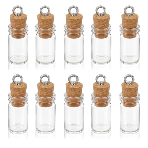 Mabor 10Pcs Small Glass Bottles with Cork, Mini Glass Wishing Bottles Spell Jars Message Tiny Glasses Jars with Cork Lids/Stoppers for DIY Crafts