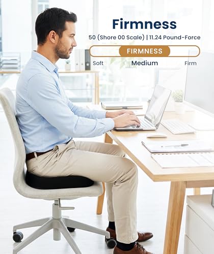 Everlasting Comfort Doctor Recommended Memory Foam Seat Cushion for Office Chairs & Car - Ergonomic Office Desk Accessories - Cushions for Tailbone Pain Relief, Sciatica (Black, La image 6