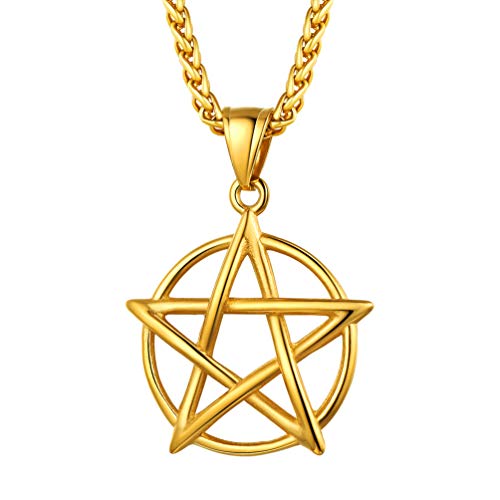 PROSTEEL Pentagram Necklace for Men Gold Stainless...