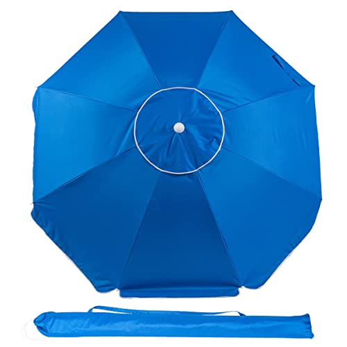 Snail Beach Umbrella 6.5FT Outdoor Portable Sunshade Umbrella for Sand & Sun UPF 50+ Protection High Wind Beach Umbrellas with Sand Anchor Tilt Aluminum Pole Air Vent and Carry Bag, Dark Blue