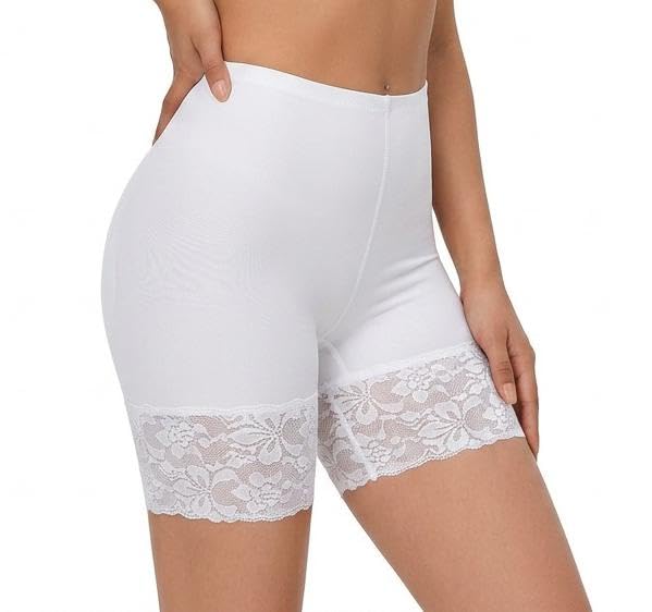online smart store Women Black High Waisted Cycling Shorts with Lace Border Dynamic Yoga Gym Workout Shorts High Stretch Anti Chafing Tummy Control Safety Underwear Shorts-picture-49