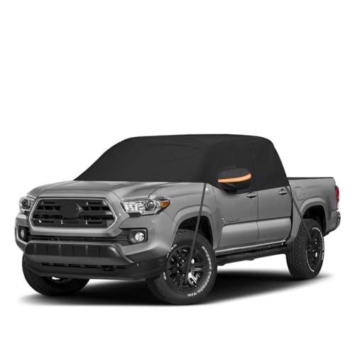 Image of Car Cab Cover for Mid-Size Truck Crew Cab, Truck Cooler Sunshade Roof Cover Compatible with Toyota Tacoma, Chevy Colorado, Ford Ranger, GMC Canyon, Nissan Frontier, Black