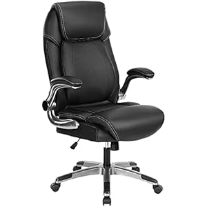 Kcream Office Chair, Breathable, Leather, Executive Chair with High Back and Adjustable Armrest, Desk Swivel Chair, Height-Adjustable up to 210 kg (9248-Black)