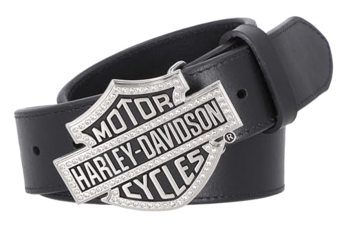 Harley-Davidson Women's Bar & Shield Logo Rhinestone Buckle Belt, Black