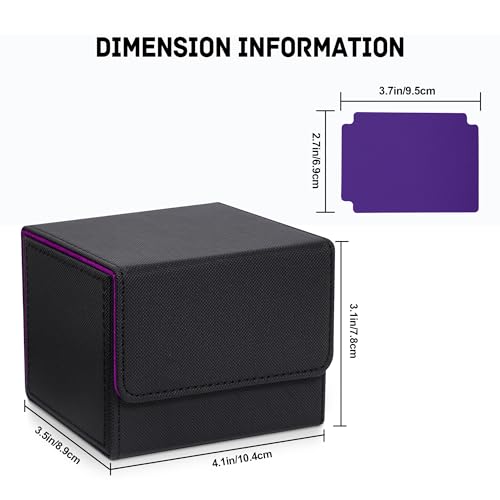 Image of ZLCA Card Deck Box for Trading Cards, MTG Commander Deck Box Holds 120+ Single Sleeved, Leather Magnetic Card Storage Case Fits for TCG CCG Magic(Black Set)