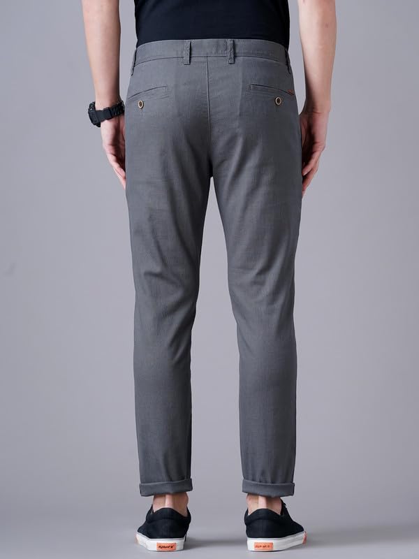 Image of British Club 100% Cotton Slim Fit Flat-Front Trousers for Men | Tailored Design for a Clean Look | Versatile for Office & Casual Wear | Lightweight Breathable Fabric | Black