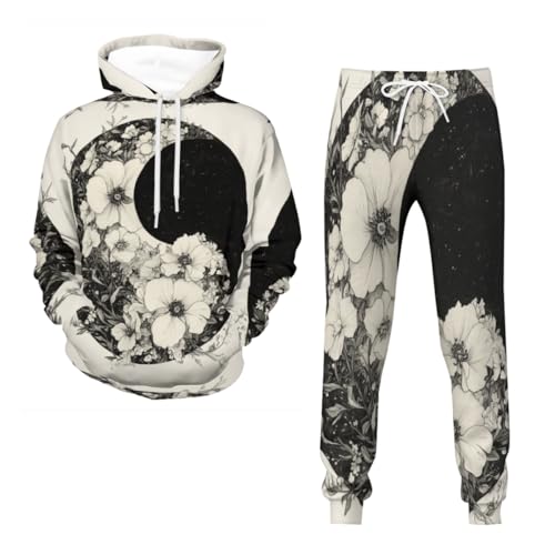 Jogging homme Yin et Yang : survêtement décontracté avec sweat à capuche et pantalon S-6XL