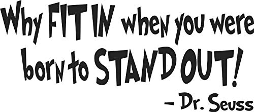 Amaonm Removable Vinyl Quotes Dr. Seuss Why Fit In When You Were Born To Stand Wall Decals Home Art Decor Sayings Words Lettering Wall Stickers Murals For Nursery Room Kids Room Bedroom Classroom #TOP4