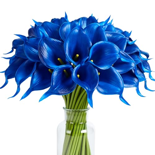 Image of SITUMEIZI 24 Pcs Fake Blue Flowers Artificial Calla Lily