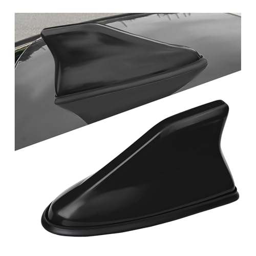 Sbulhia Shark Fin Antenna Cover for Car Auto AM/FM Radio Signal Base Top Roof Aerial Cover with Adhesive Tape Fashionable Shark Antenna Base Universal Replacement for Sedan SUV Van (Black)