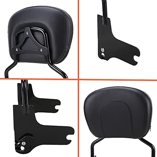 Image of OUMURS Black Detachable Sissy Bar Passenger Rear Backrest Pad with Docikng Kit Compatible with Harley Touring 1997-2008; Road King, Road Glide, Street Glide, Electra Glide, Ultra Classic