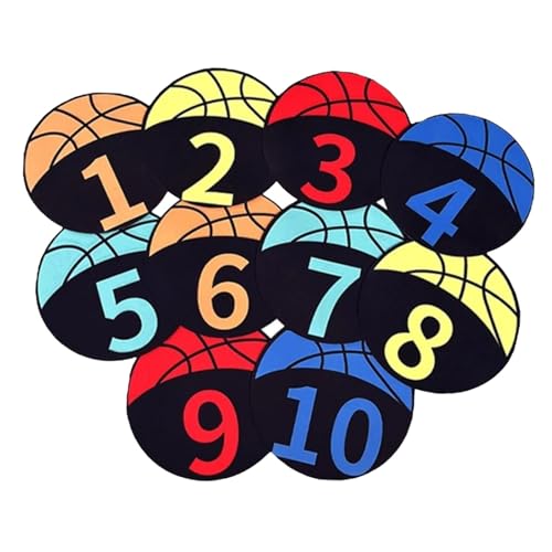 Colaxi 10x Sports Training Markers Soccer Number Signs Floor Spots Markers Training Mark Pad for Activities Exercise Act Classroom