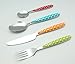 EXZACT Cutlery Set 24pcs Polka Dot Mixed Colours, Stainless Steel with Color Handles - 6 Forks, 6 Dinner Knives, 6 Dinner Spoons, 6 Teaspoons EX07 (Mixed Colour x 24)