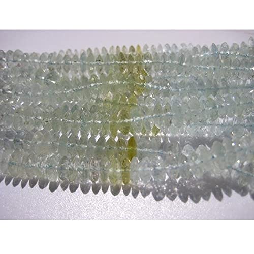 Perles aigue-marine taille allemande facettée en rondelle de 6-7mm pour bijoux de luxe