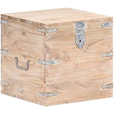 vidaXL Akazienholz Massiv Truhe Abschließbar Aufbewahrungsbox Holzkiste Nachttisch Holztruhe Nachtschrank Schatztruhe Schatzkiste 40x40x40cm Cover