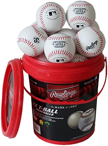 Rawlings | Official T-Balls | TVB | Youth/6u | Bucket | 12 Count | Sponge Rubber Core | Indoor/Outdoor White