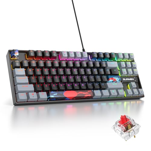 Clavier mécanique 75% switch rouge TKL noir rétroéclairé RVB à 87 touches filaire