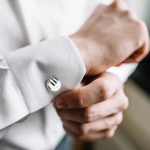 Mancuernillas patrón piano para camisa de hombre miniatura 6