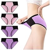 Unterhosen Damen Baumwolle Hohe Taille Slips 4/5er Pack,S-5XL Atmungsaktiv Panties,Frauen Weich Unterwäsche Panties Bequeme Sexy Unterwäsche Unterhosen High Waist Taillenslip Höschen Frauen Spitzen Unterwäsche Damen Hipster Atmungsaktiv Slips Packung mit 6 Stück Damen Tanga Strings Unterwäsche Spitze Höschen Aushöhlen G-String Thongs V-String Höschen Erotisch Dessous Slip Atmungsaktiv Pant.