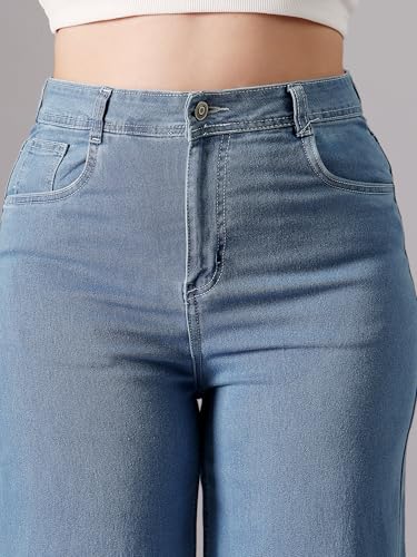 Image of Miss Chase A+ Women's High Rise Regular-Length Stretchable Denim Wide-Leg Shaping Jeans