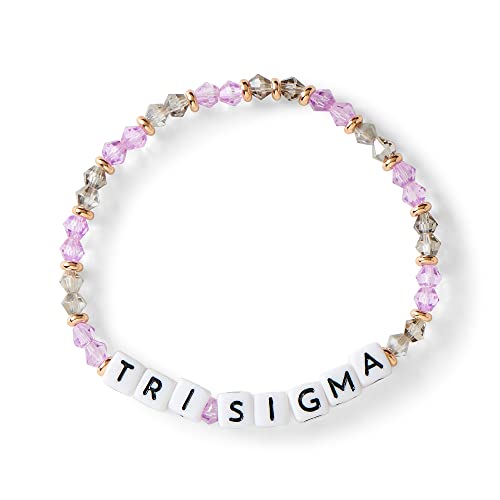 Sorority Shop Sigma Sigma Sigma Bracelet — Glass Bead Bracelet with SSS Name Beads and 18K Gold Accent Beads, Greek Sorority Jewelry for Big Little Sorority Gifts
