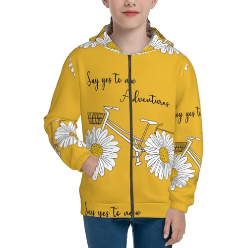 Daisy With Bicycle Kids Pullover Hoodies Boys Zip Up Sweatshirts Girls Athletic Clothes with Pocket3