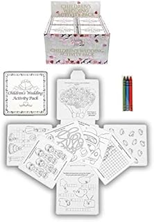 Wedding activity pack for children, crayons, drawing and colouring book, travel games, pack of 4