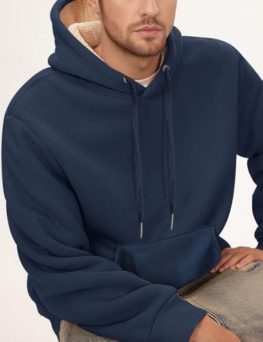 Image of Gihuo Men's Warm Crewneck Sherpa Lined Fleece Sweatshirt Pullover Tops