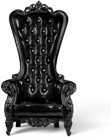 Master Series Throne Chair, Ornate Tufted Chair with Vegan Leathe...