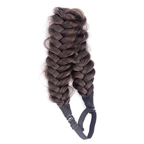 Gledola Messy Synthetic Hair Braided Headband Classic Chunky Wide Plaited Headband for Women Girl Beauty (Brunette Brown) - Image 4