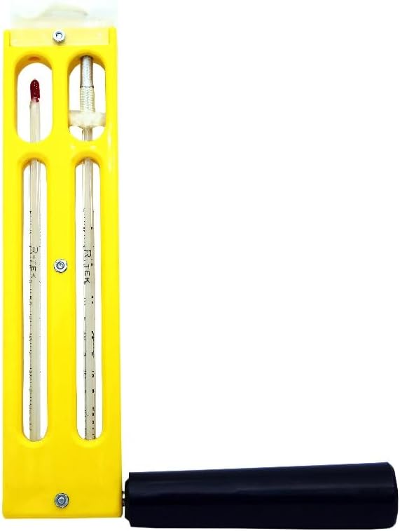 Sling Psychrometer Plastic Body Type Centigrade (-5C° to 50°C) Professional Whirling Hygrometer for Accurate Humidity & Temperature Measurement Wet & Dry Bulb Thermometer with Mercury Field (2)
